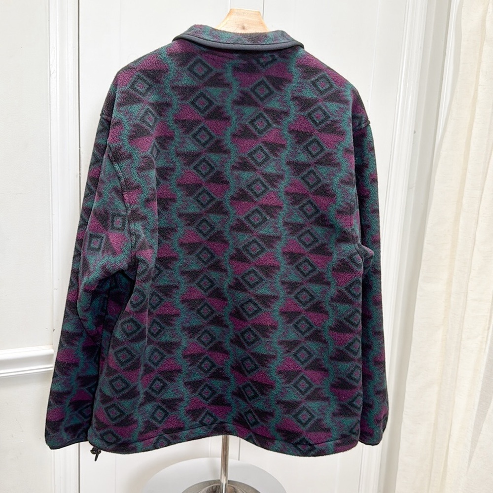 Woolrich Womens Vintage Fleece Pullover XL Aztec Print Snap Mock Neck 90s‎ - Picture 5 of 12